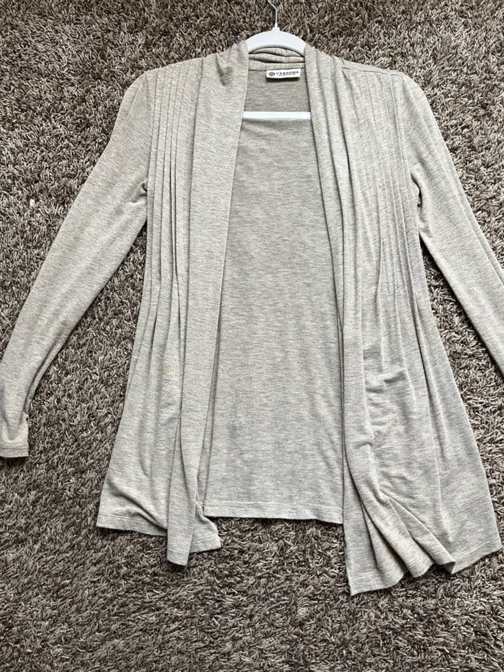 Versona Light Gray Open-Front Draped Cardigan